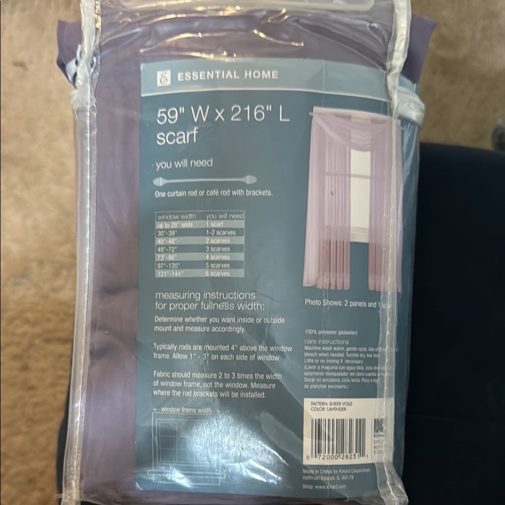 Essential Home Lavender Window Scarf Valance
